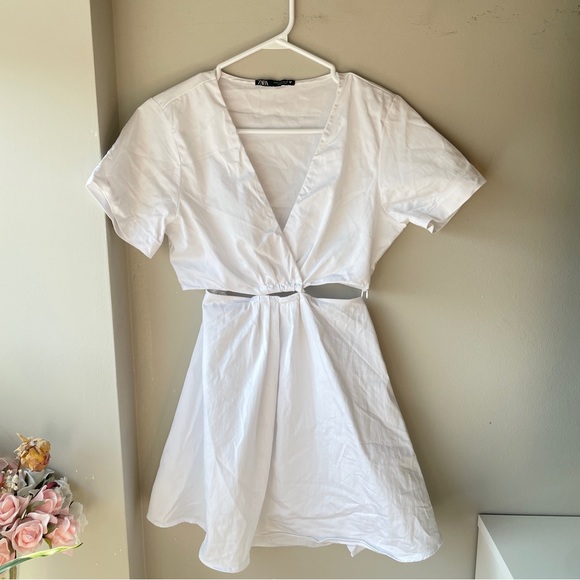 Zara white cutout poplin mini dress - Picture 5 of 5
